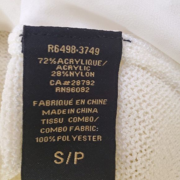 Renuar Beige Pointelle Sweater Layered With Collar Sz S NEW $118 - Picture 7 of 7